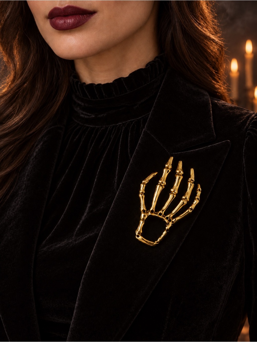 Skeleton Hand Brooch Halloween Gothic Jewelry